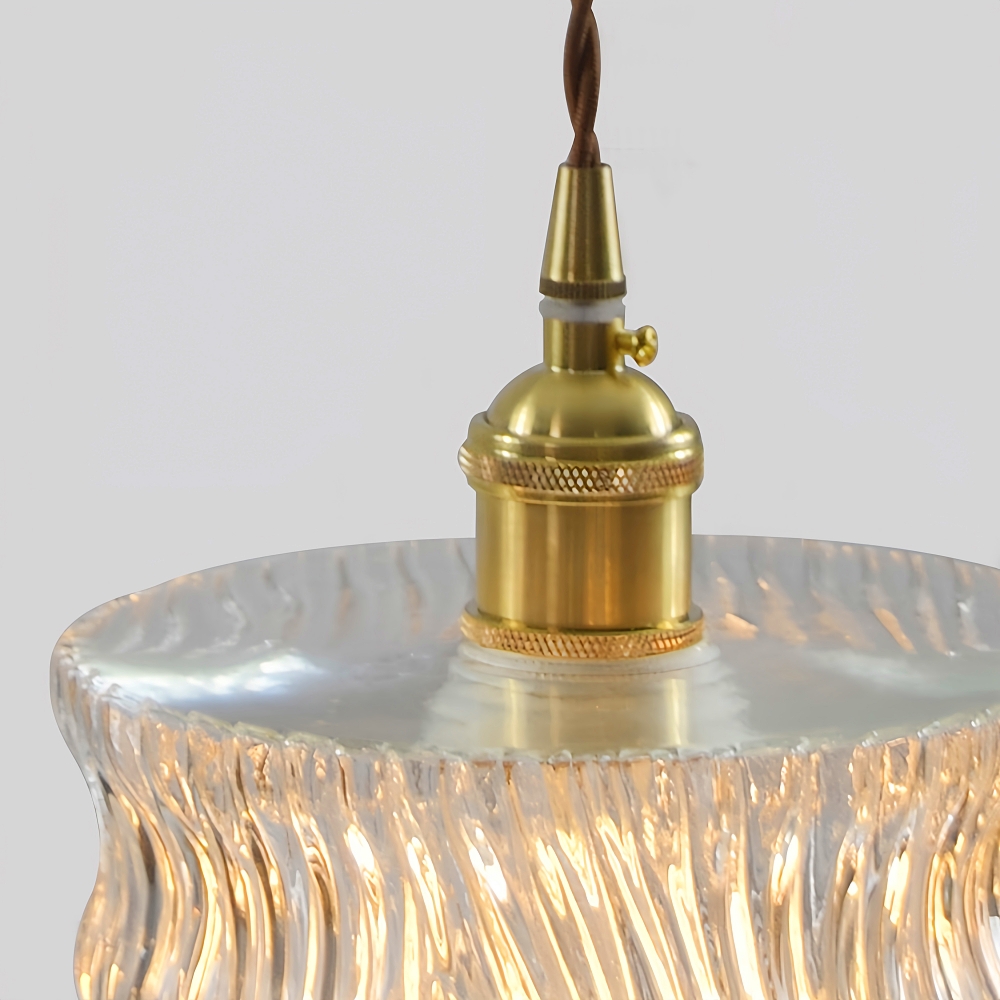 Japanese retro brass bark patterned glass chandelier