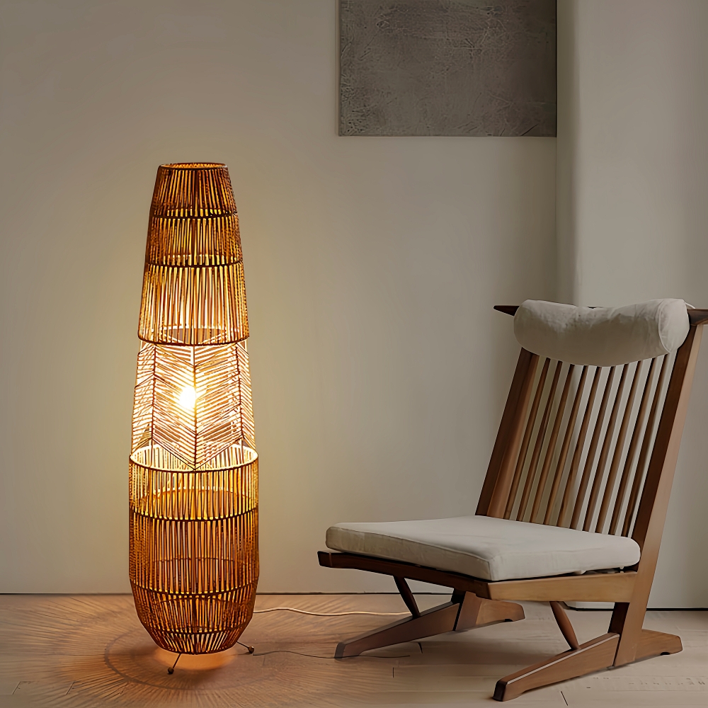 Wabi Sabi Style Handmade Woven Rope Woven Floor Lamp