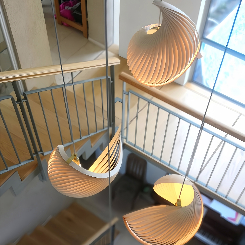 LOFT Japanese Conch Art Restaurant Wooden Pendant Light