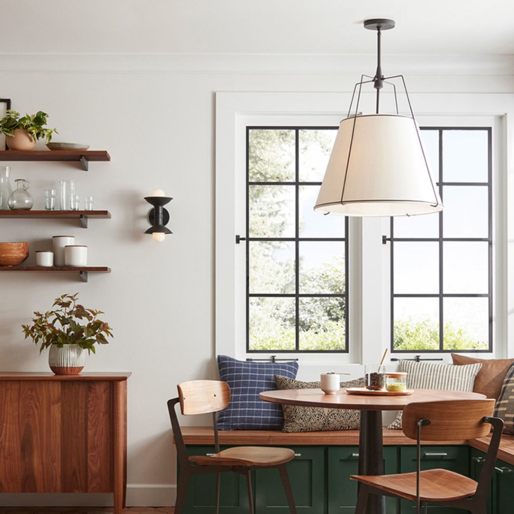 Vintage Living Room Fabric Chandelier Simple Dining Room Pendant Light