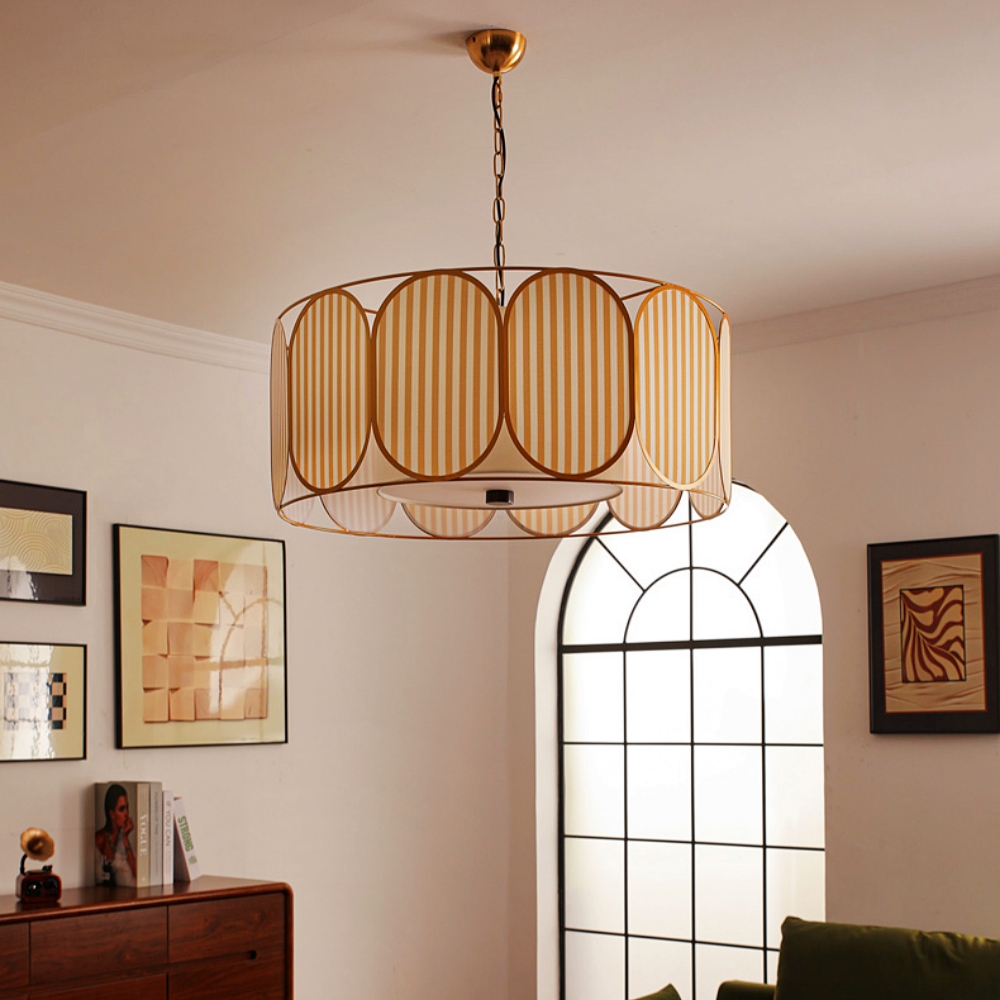 French Vintage Floral Fabric Pendant Light