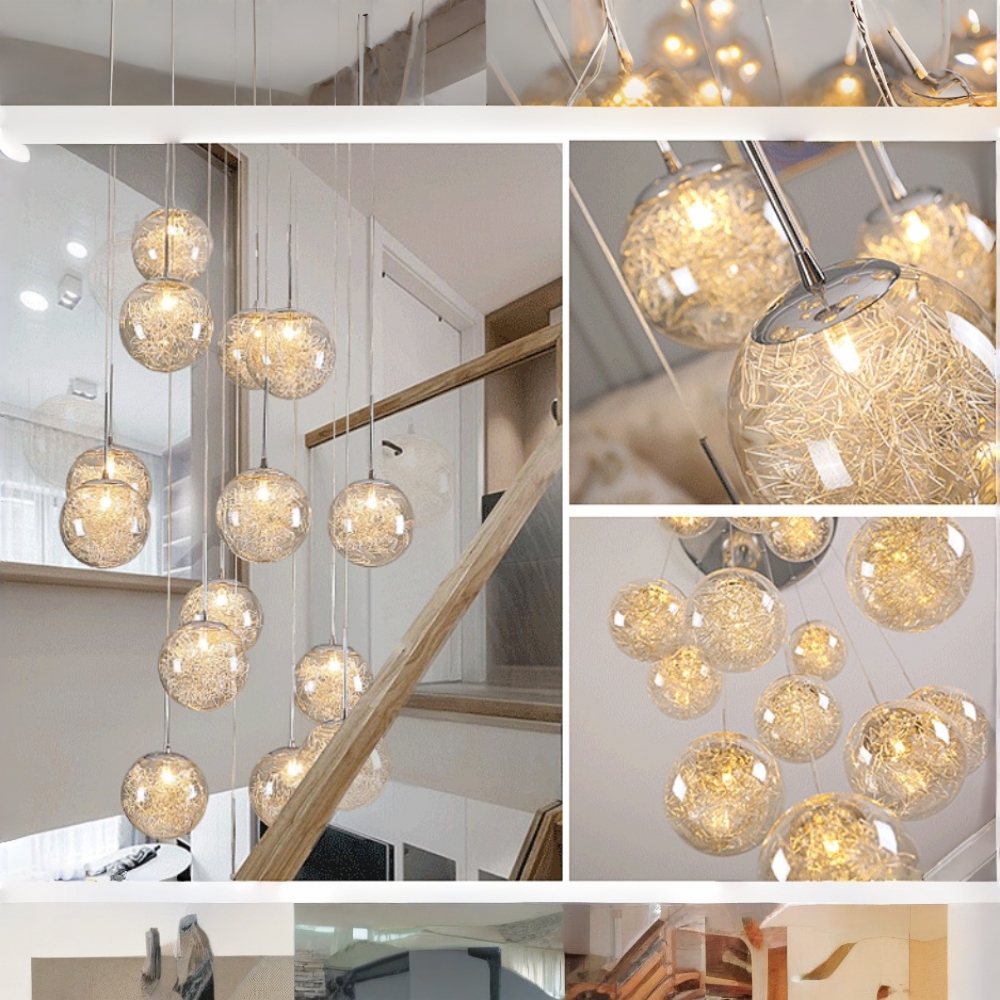 Villa Hollow Staircase Long Chandelier Modern Grand Foyer Lighting