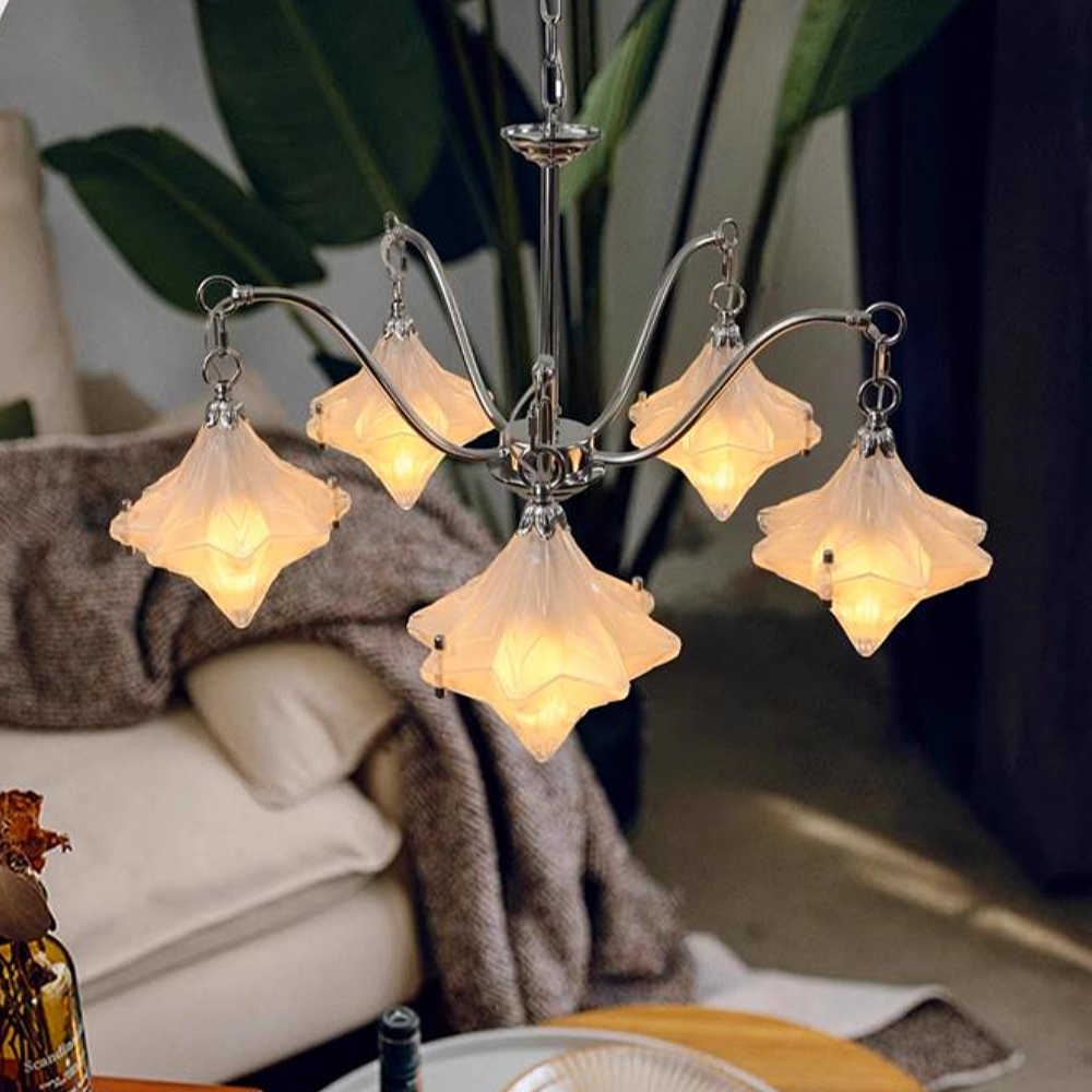 French-Style Murano Retro Star Glass Chandelier