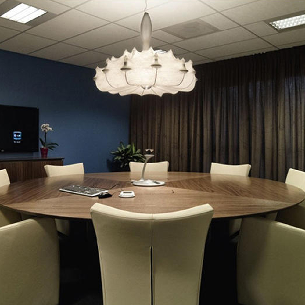 Japanese Cream Silk Chandelier Mid-century Retro Conic Pendant Light