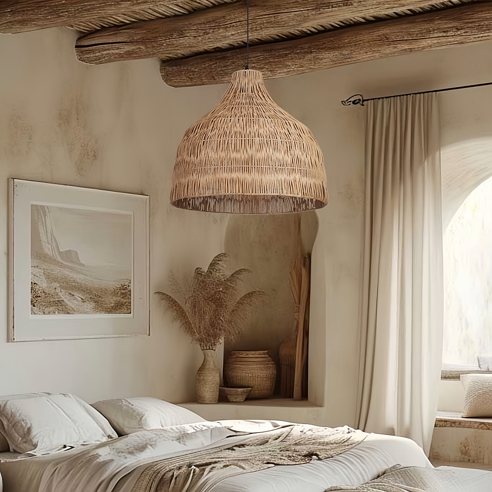 Japanese Retro Rattan Pendant Light Rustic Pastoral Charm