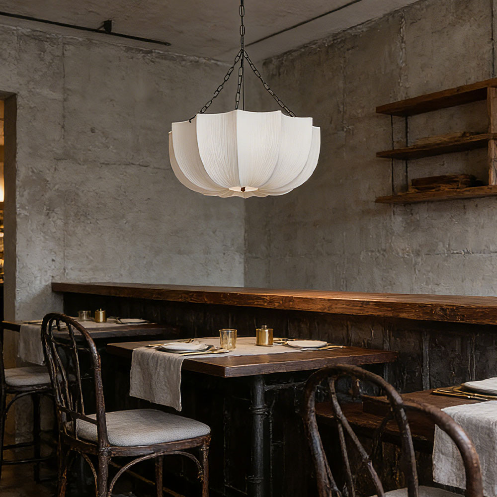 Japanese Retro Wabi-Sabi Style Fabric Pendant Light Living Room Bedroom Lighting Fixtures