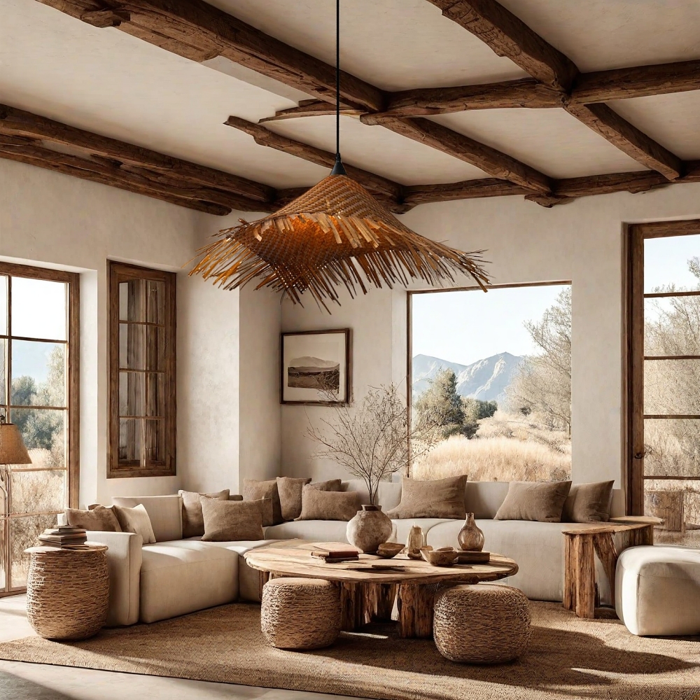 Wabi-Sabi Handmade Bamboo Woven Hat Pendant Light