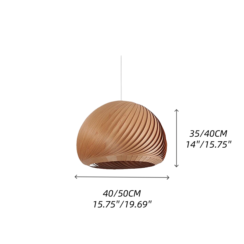 Spiral Wood Veneer Dome Pendant Light