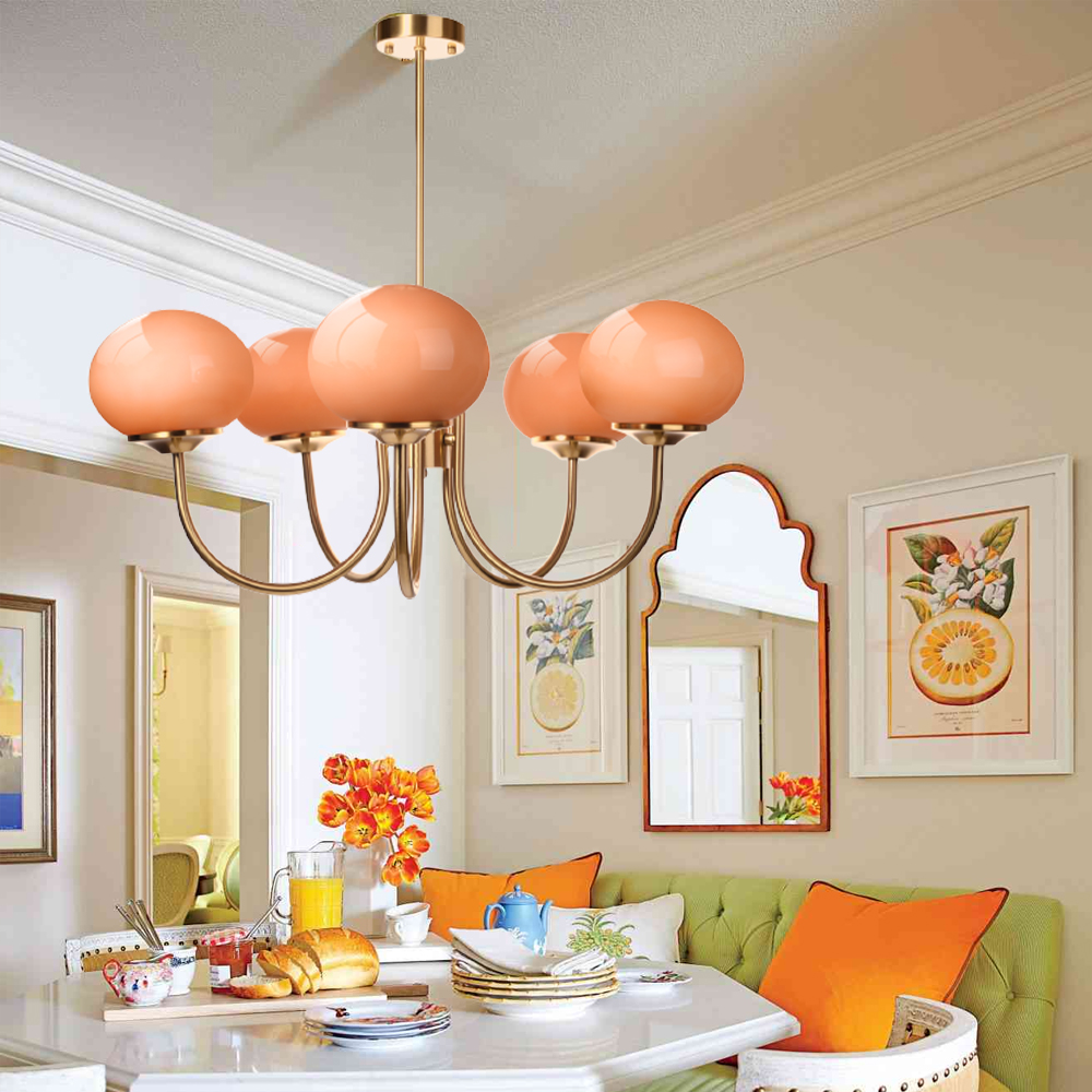Bauhaus Living Room Chandelier Luxury Cream Pink Glass Pendant Light