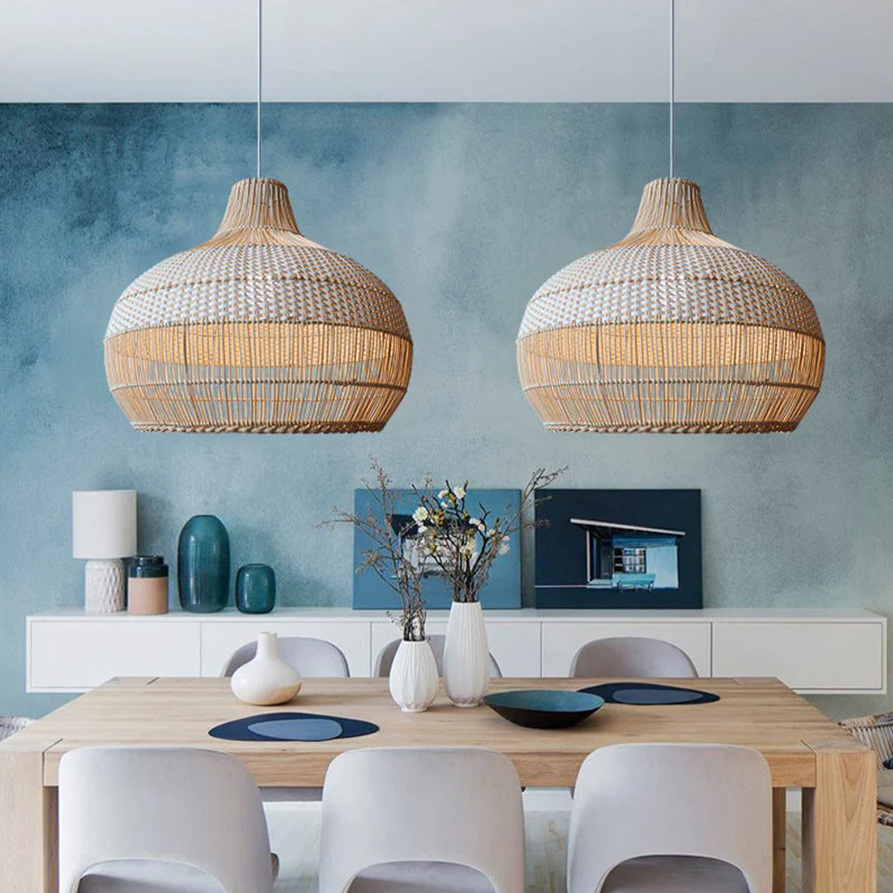 Handwoven Rattan Kitchen Island Pendant Lighting