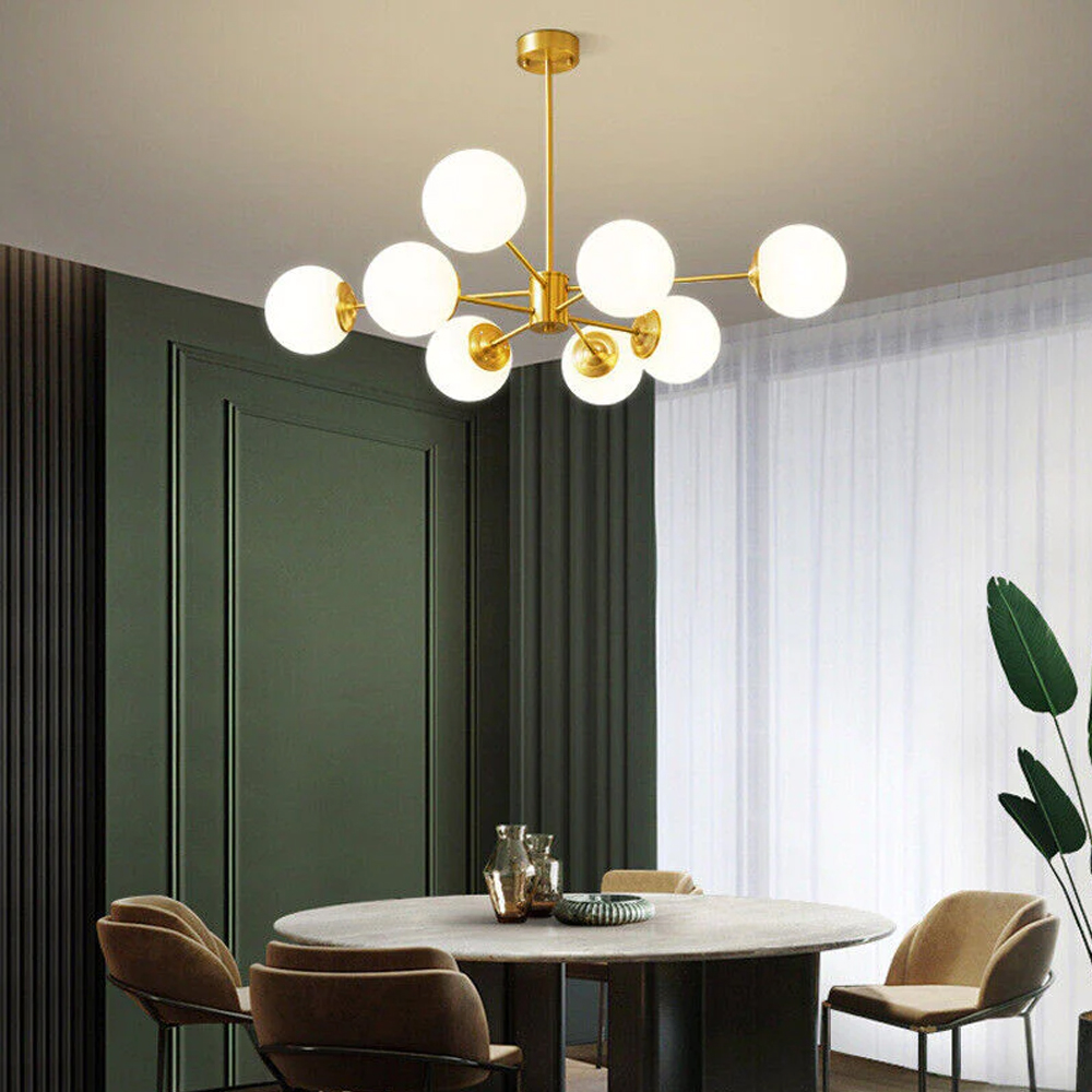 8-light Sputnik Gold Chandelier Brass Ceiling Light