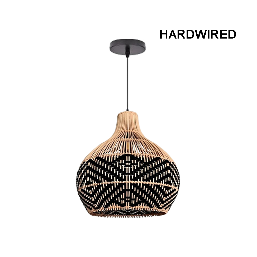 Florida Black Rattan Pendant Light Fixture For Kitchen Island