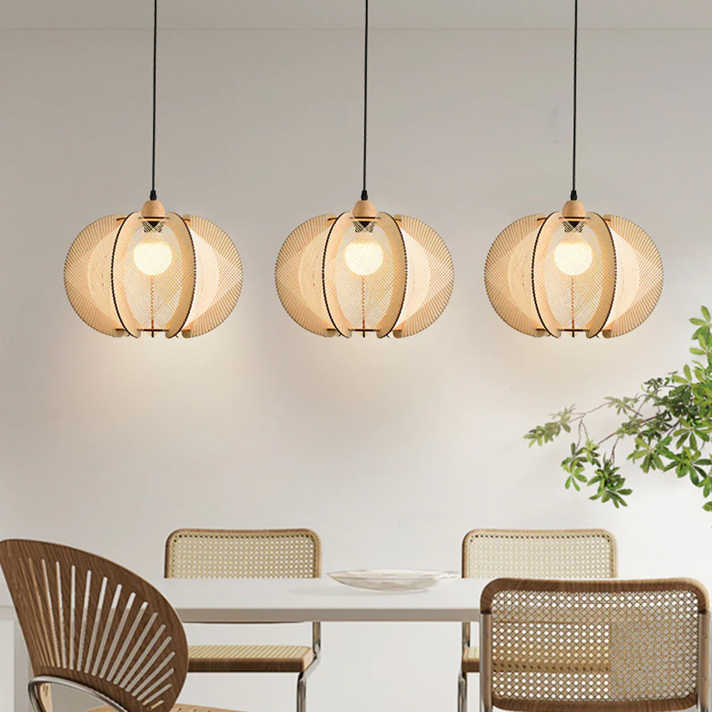 Mid-Century Scandinavian Wood Pendant Lights