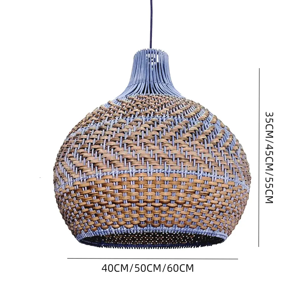 Blue Rattan Dome Pendant Lights For Kitchen Island