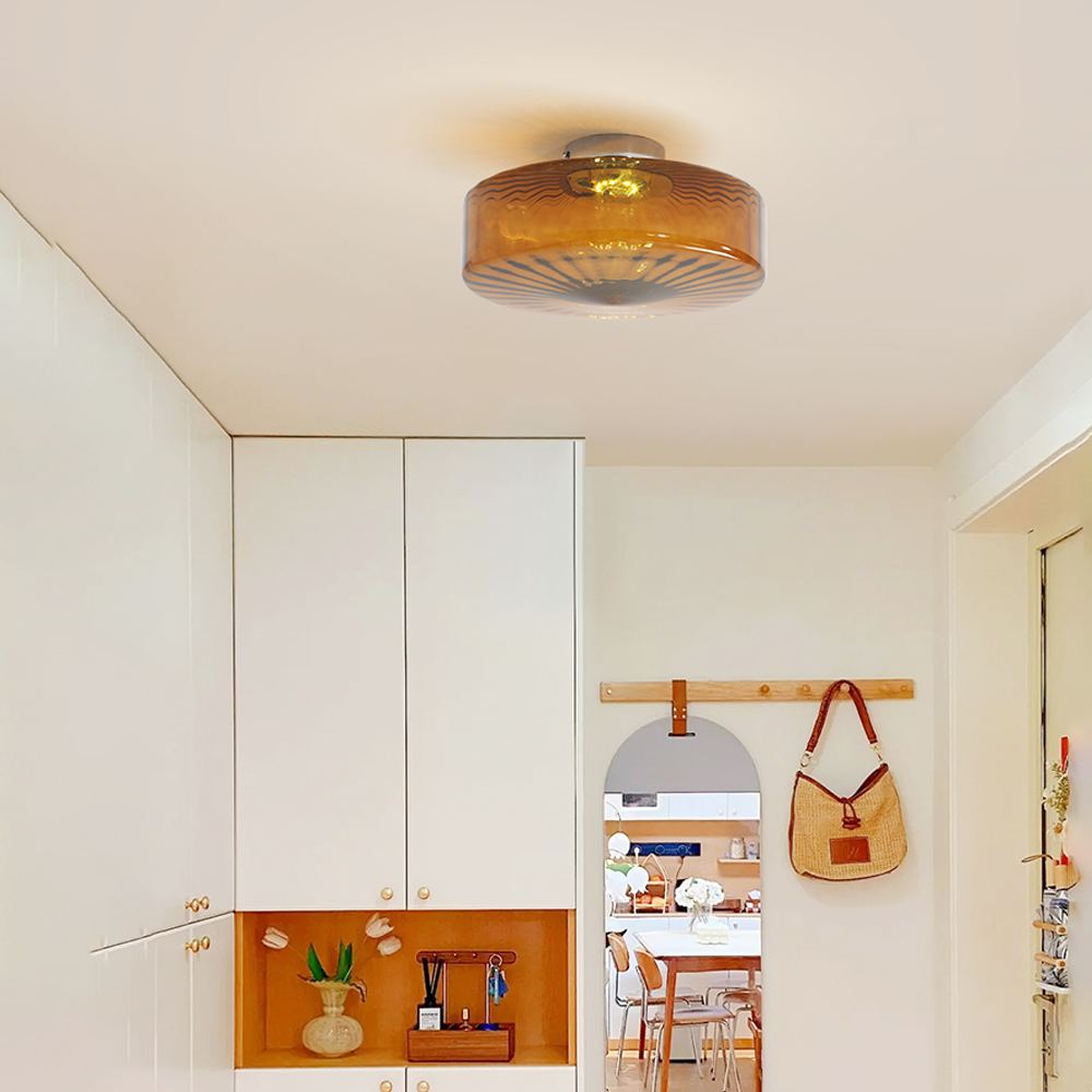 Bauhaus Glass Ceiling light French Medieval Water Ripple Aisle Lamp