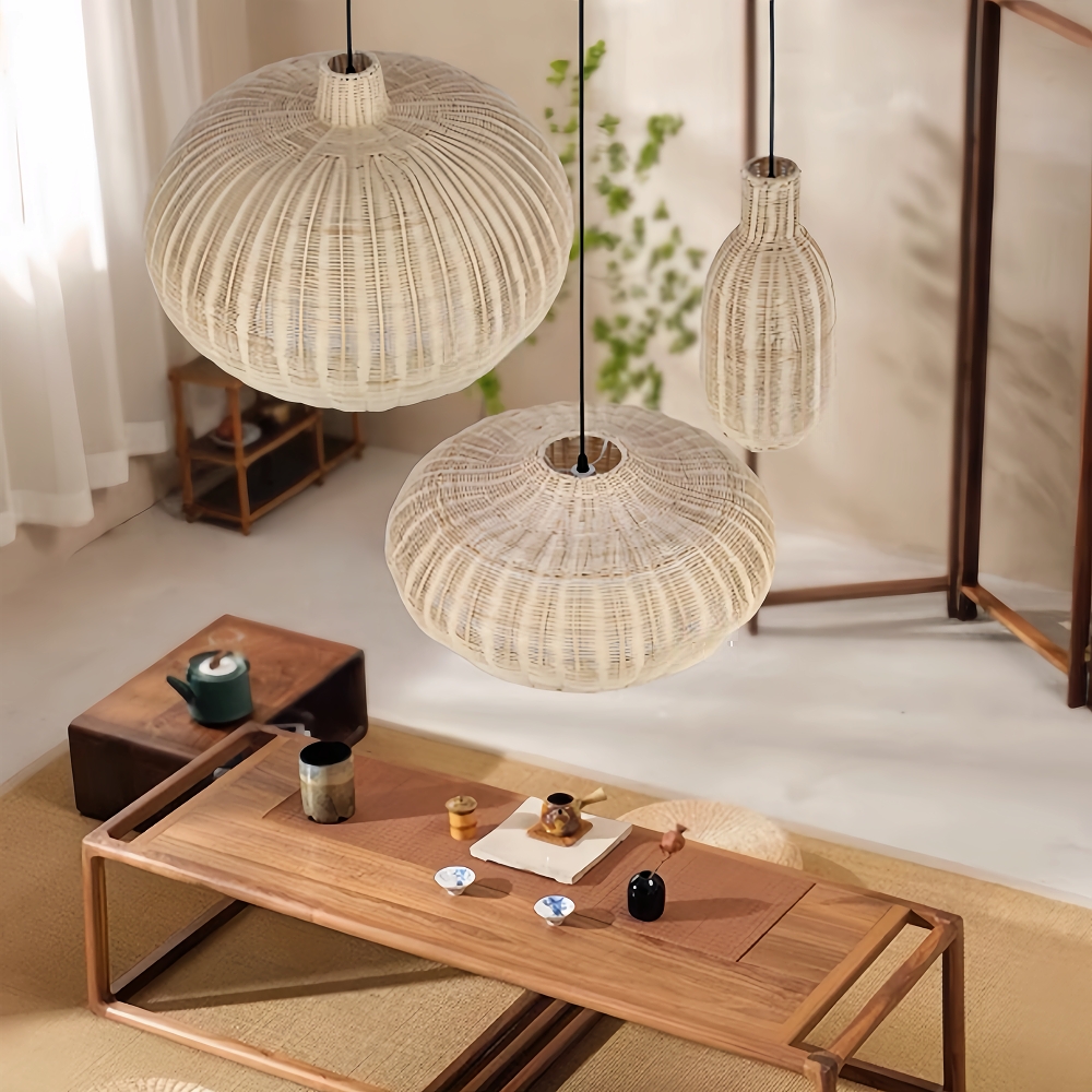 Wabi-sabi Rattan Hanging Light Bird's Nest Hand-woven Retro Lampshade