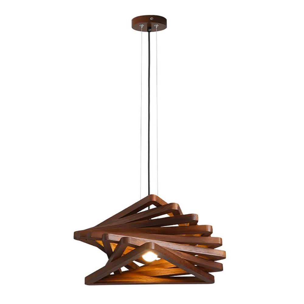 Japanese Retro Wooden Spiral Pendant Lamp