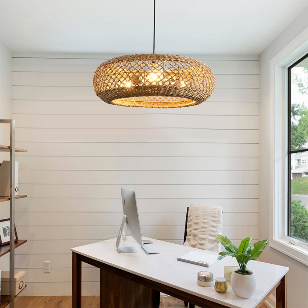 Boho Style Vintage Seagrass Pendant Light