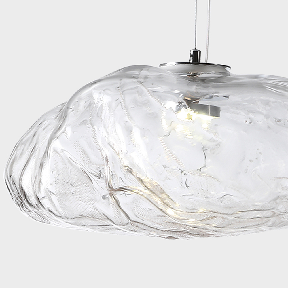 Large space loft staircase chandelier hotel lobby cloud glass long hanging chandelier duplex apartment pendant light