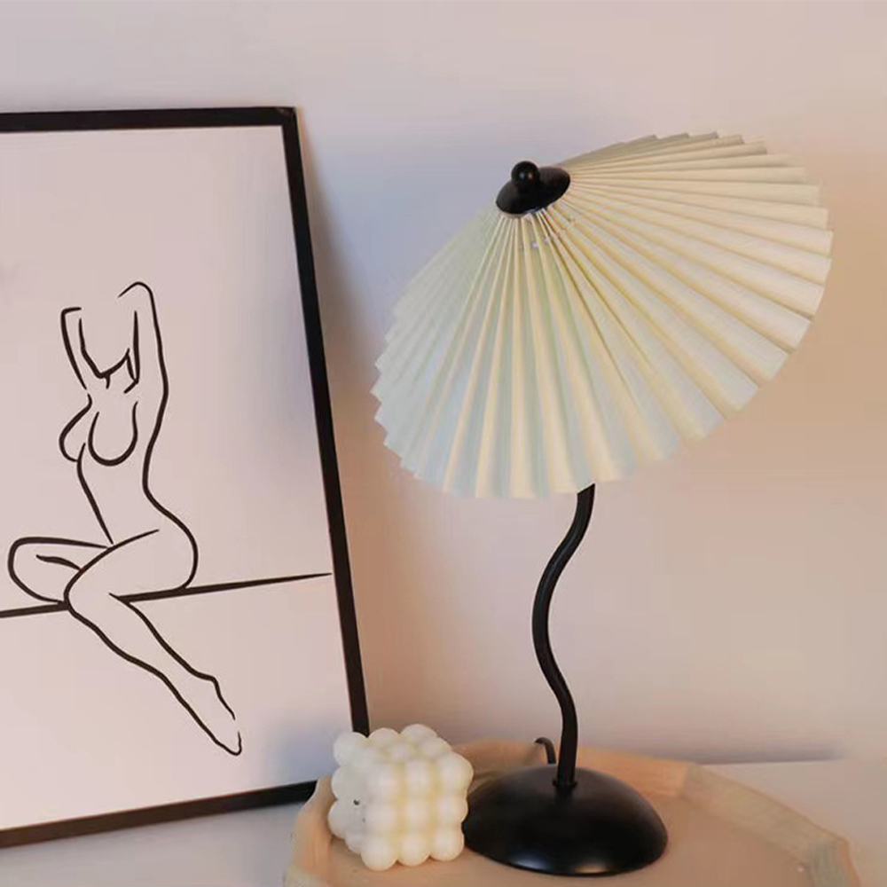 Nordic Simple Fabric Table Lamp Household Pleated Night Light