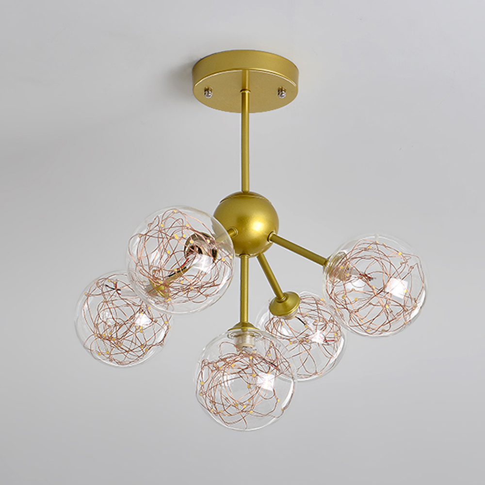 Nordic luxury star string chandelier glass bubble pendant lighting living room glass ball lamps