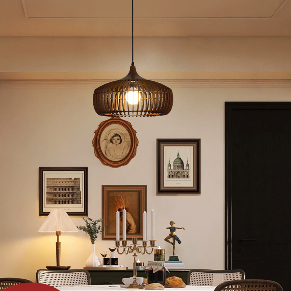 Nordic Wood Art Creative Living Room Pendant