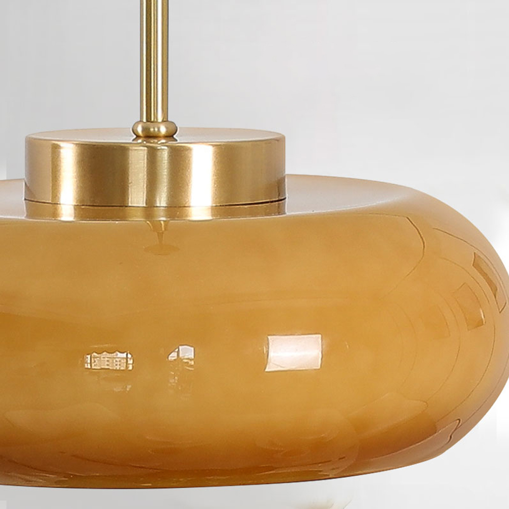 French Retro Hallway Brass Ceiling Light Medieval Restaurant Flush Mount Glass Lamp