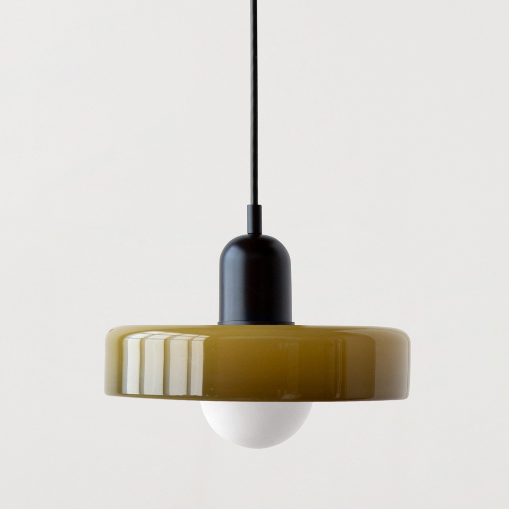 Mid-Century Modern Glass Pendant Light Memphis Dining Room Green Chandelier
