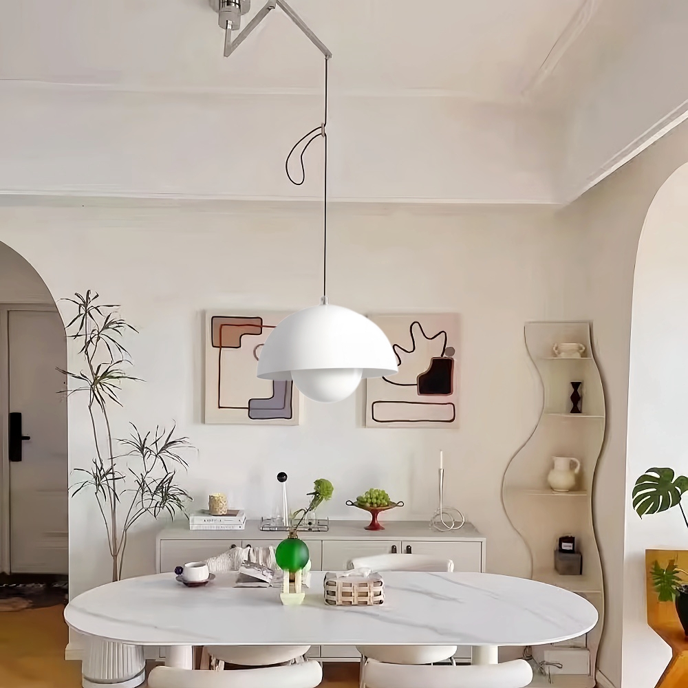 Adjustable Arm Metal Pendant Light Danish Flush Mount Flowerpot Dining Room Light