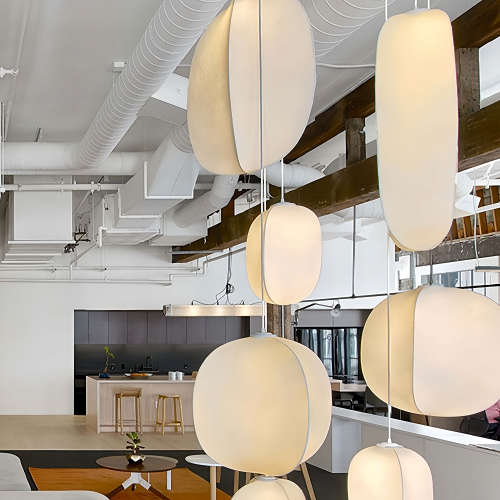 Wabi-sabi Style Living Room Fabric Chandelier Japanese Homestay Light Fixture