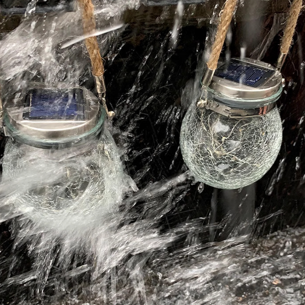 Solar Outdoor Waterproof Cracked gGass Hanging Lamp