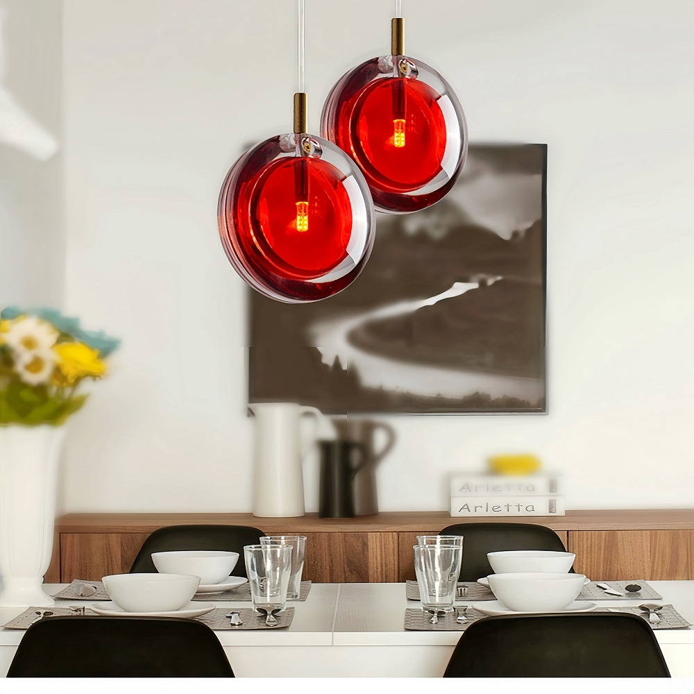 Modern Minimalist Restaurant Bar Counter Staircase Single Head Glass Chandelier