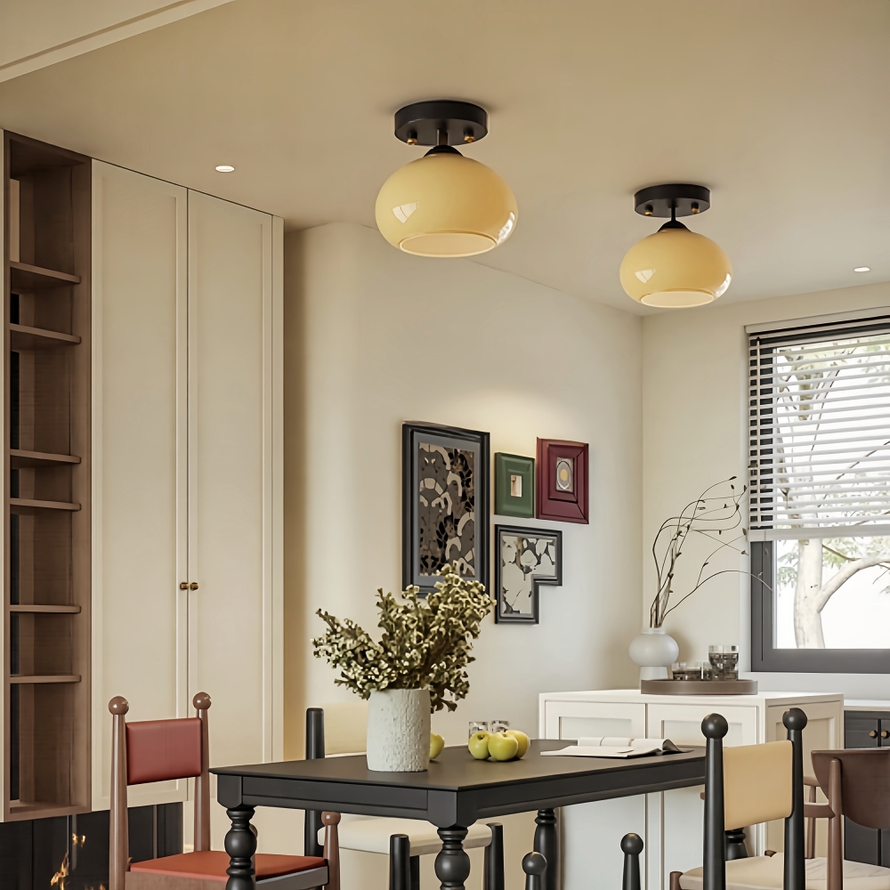 Mirad Retro Persimmon Glass Ceiling Light Bedroom Living Room