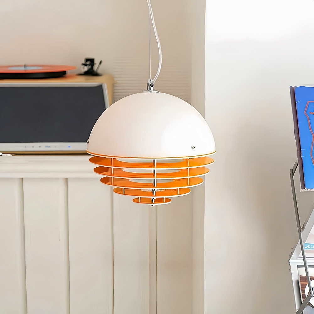 Vintage Bauhaus Sunset Orange Acrylic Pendant Bar Light Fixture