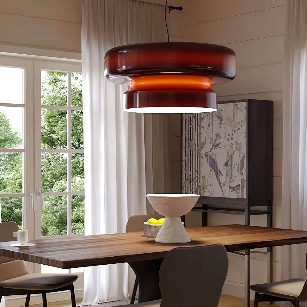 Spanish Style Colorful Creative Glass Double Layered Pendant Light