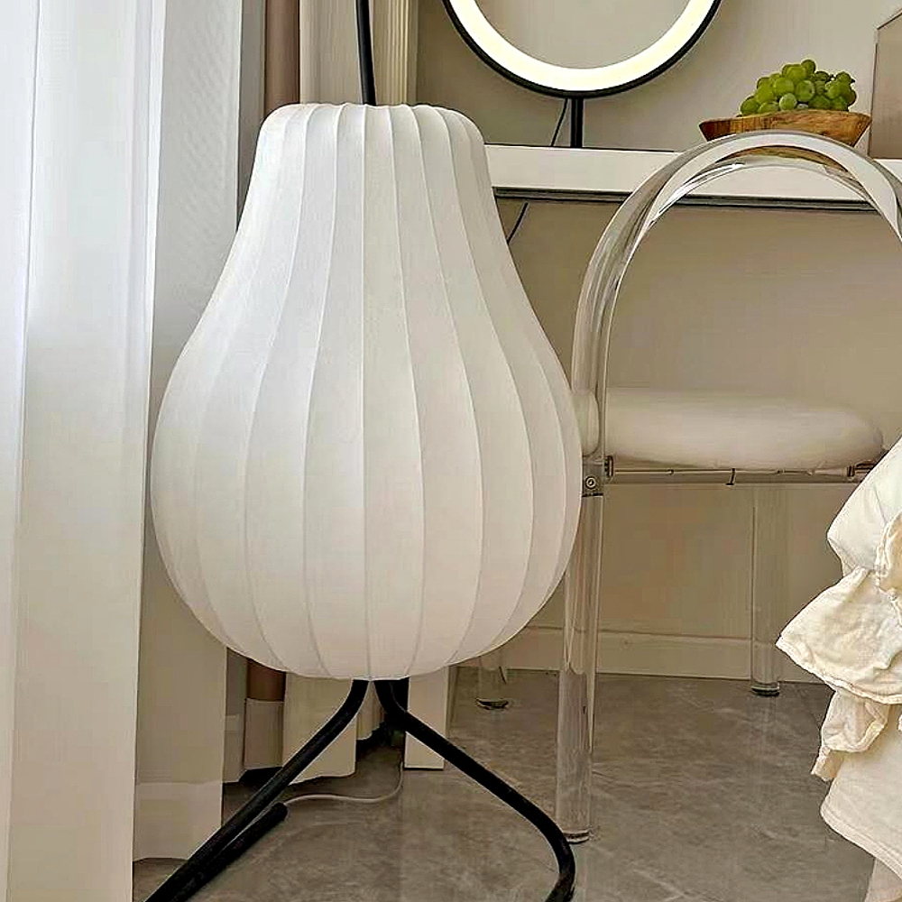 Modern Style Pear Shaped Silk Floor Lamp Creative Living Room Lighting Decoration