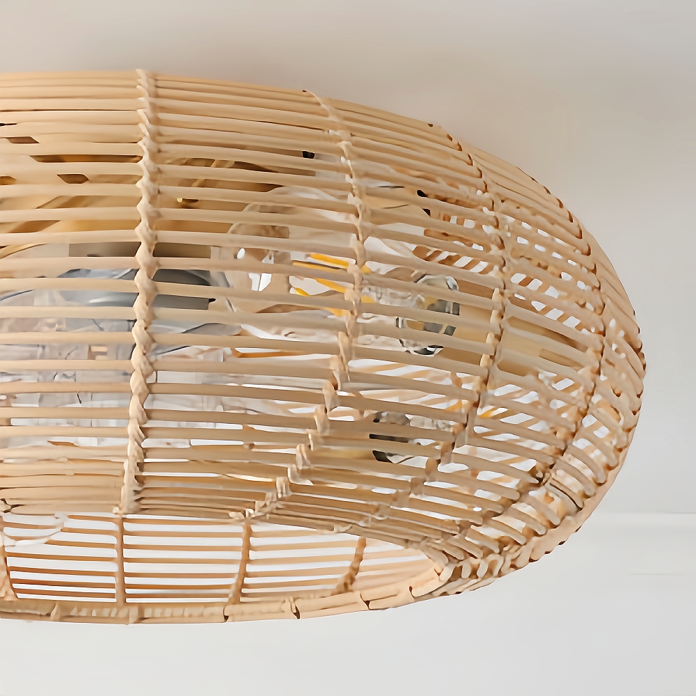 Bohemian Atyle Rattan 20 Inch Ceiling Fan Light 