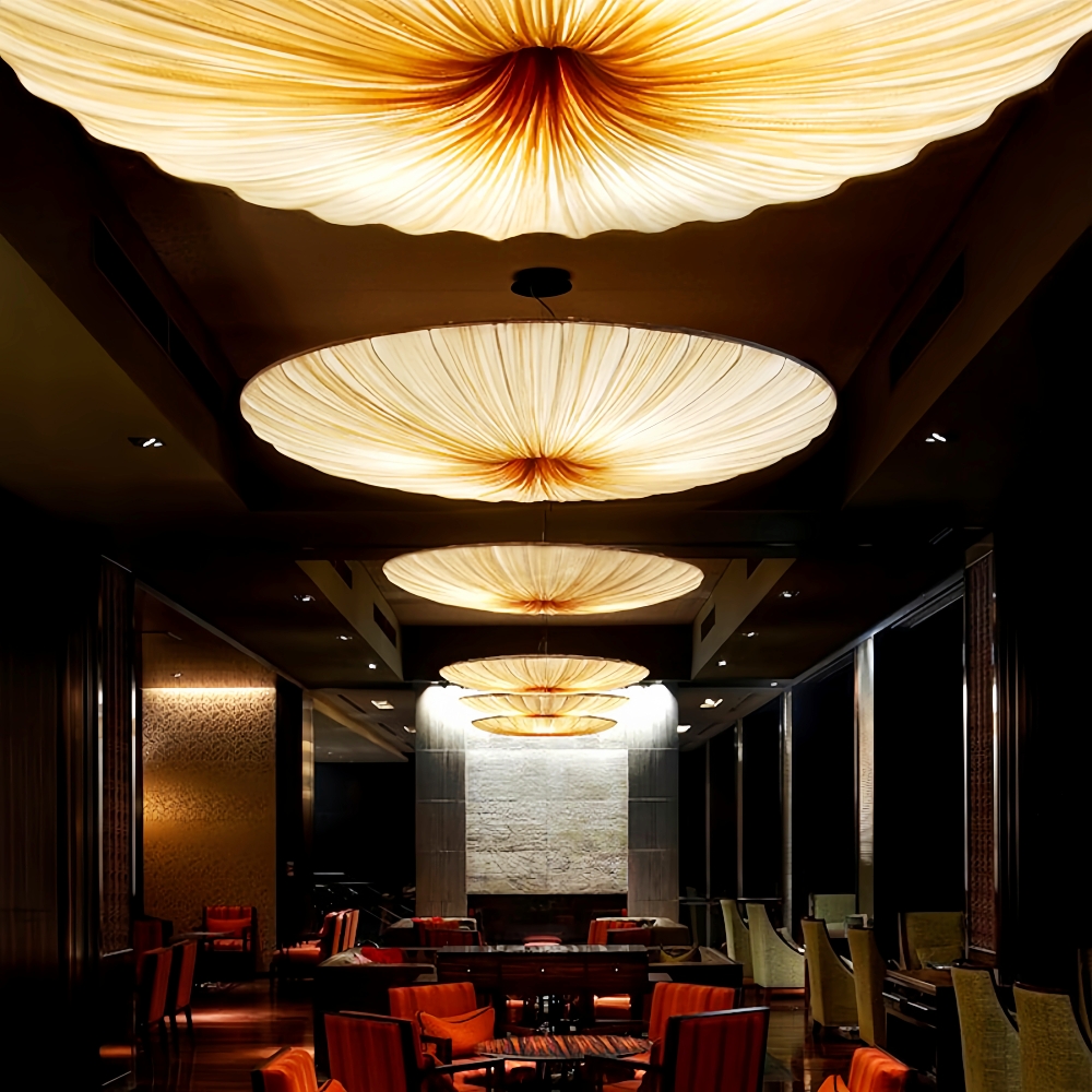 Japanese-Style Creative Fabric Ceiling Lamp - Disc-Shaped Pendant Lamp