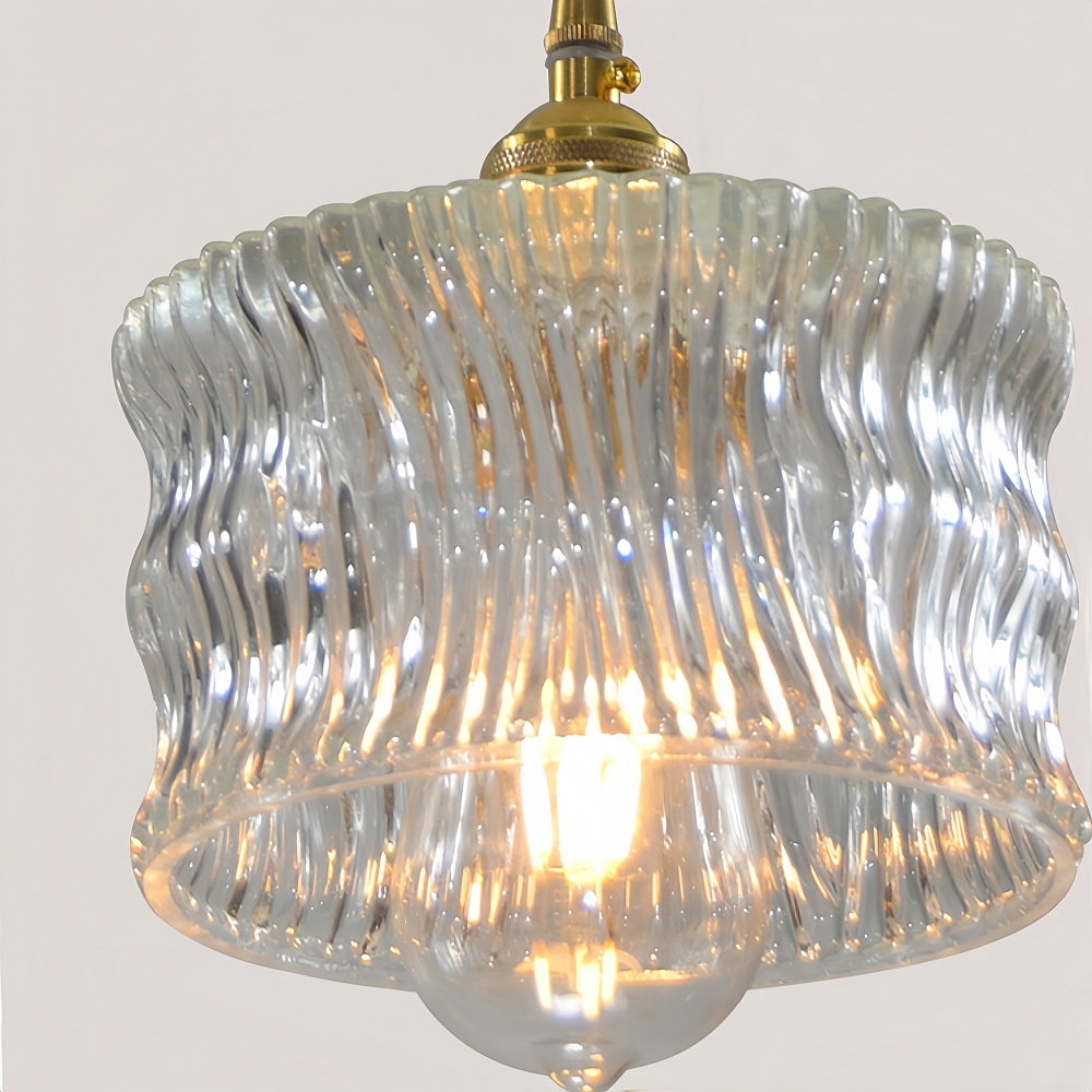 Japanese retro brass bark patterned glass chandelier