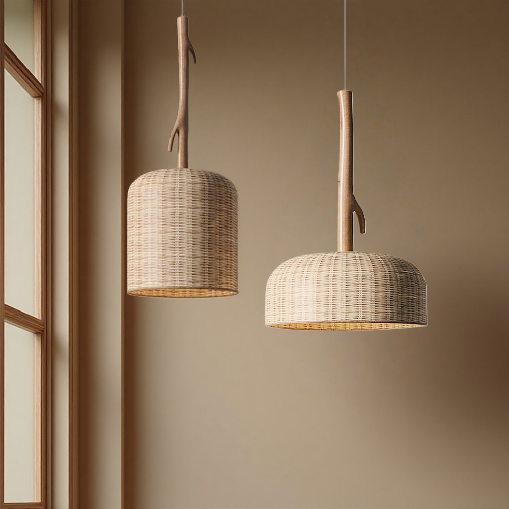 Wabi-Sabi Style Rattan Woven Combination Pendant Light