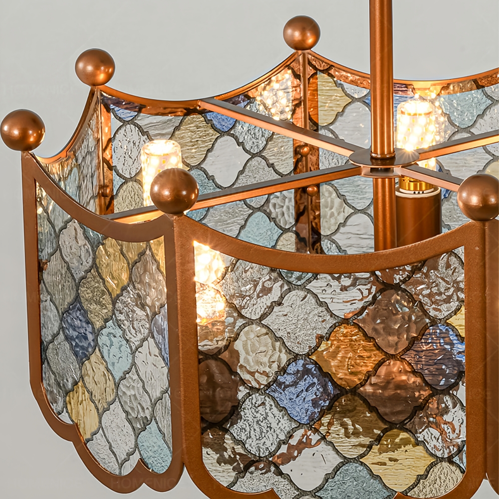 Mid-Century Vintage Enameled Glass Chandelier