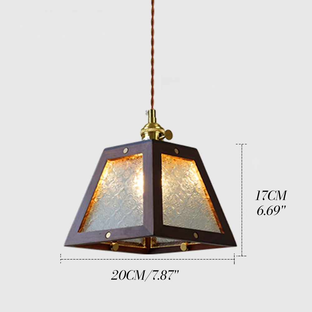Vintage Etched Glass Pendant Lamp Cozy Bedroom Bedside Lighting