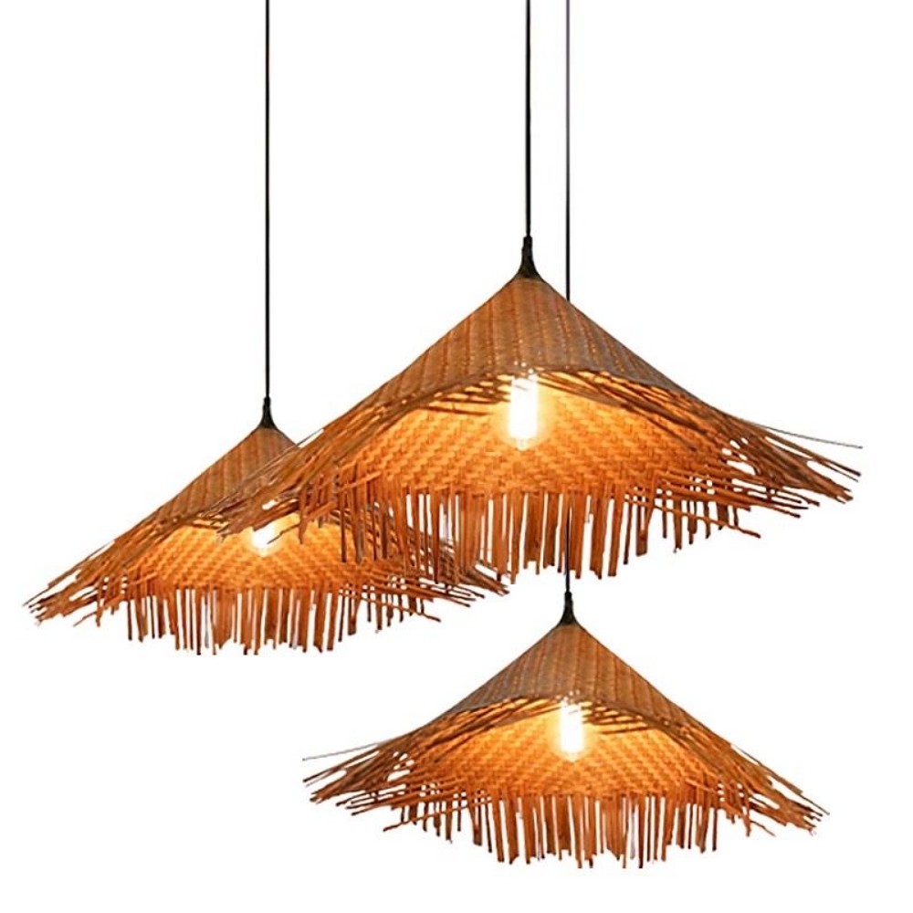 Wabi-Sabi Handmade Bamboo Woven Hat Pendant Light