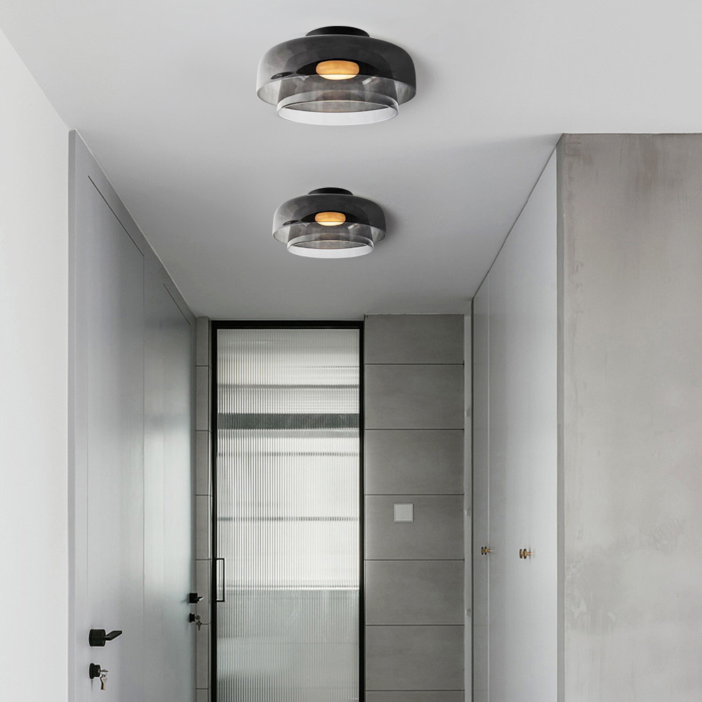 Nordic Designer Corridor Ceiling Light Retro Bedroom Glass Hanging Lamp