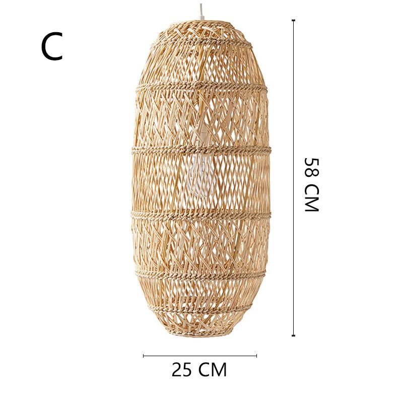 Basket Rattan Woven Lantern Chandelier Pendant Lamp Shade