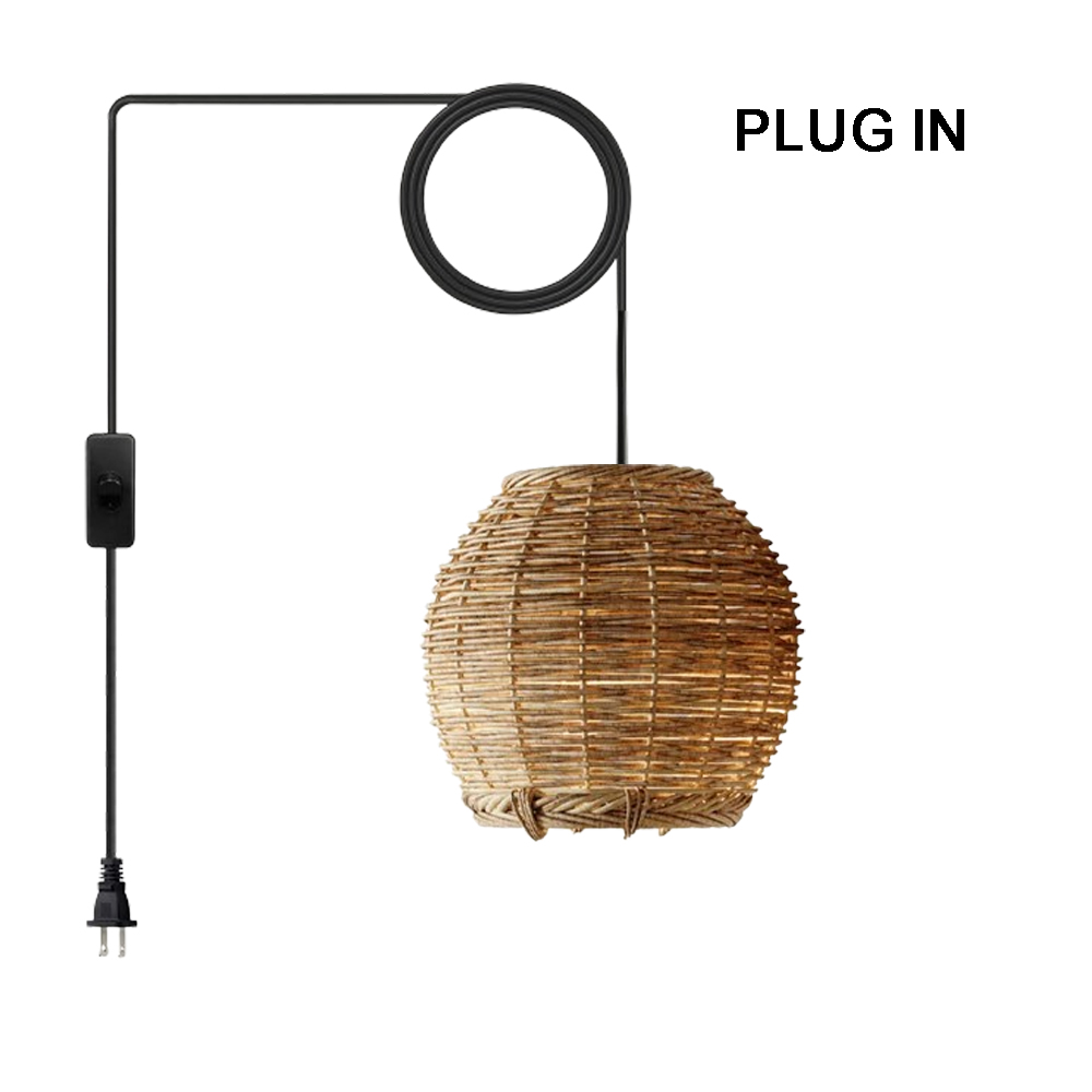Wabi-Sabi Interior Design Rattan Pendant Light Living Room Bedroom Hanging Lighting Lamp Shade