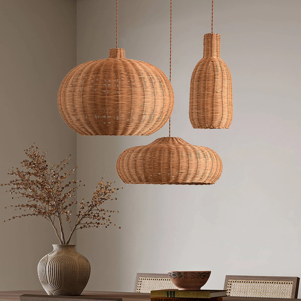 Wabi-sabi Rattan Hanging Light Bird's Nest Hand-woven Retro Lampshade
