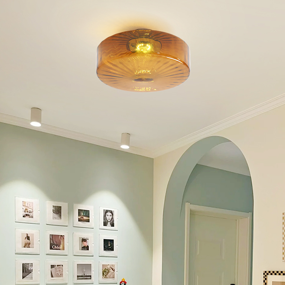 Bauhaus Glass Ceiling light French Medieval Water Ripple Aisle Lamp