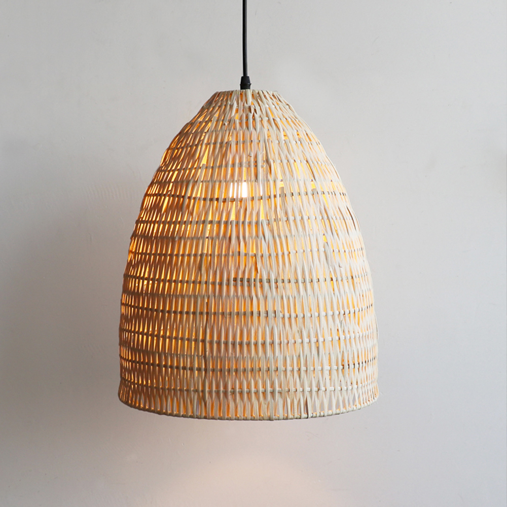 Bohemian kitchen island rattan pendant light bell shaped bedroom bedside lamp