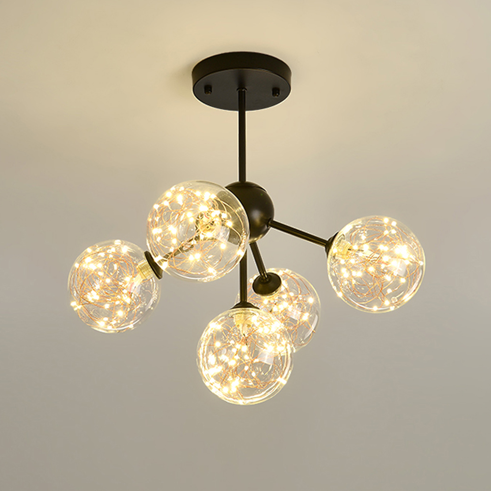 Nordic luxury star string chandelier glass bubble pendant lighting living room glass ball lamps